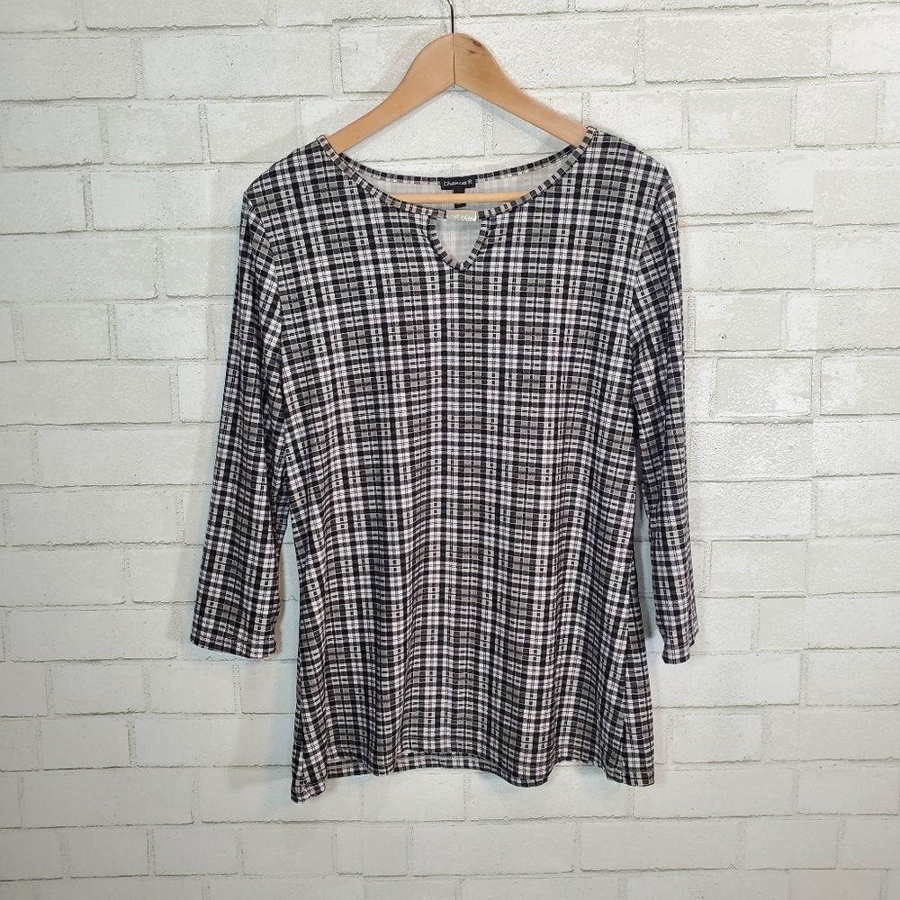 Chances R black and white blouse